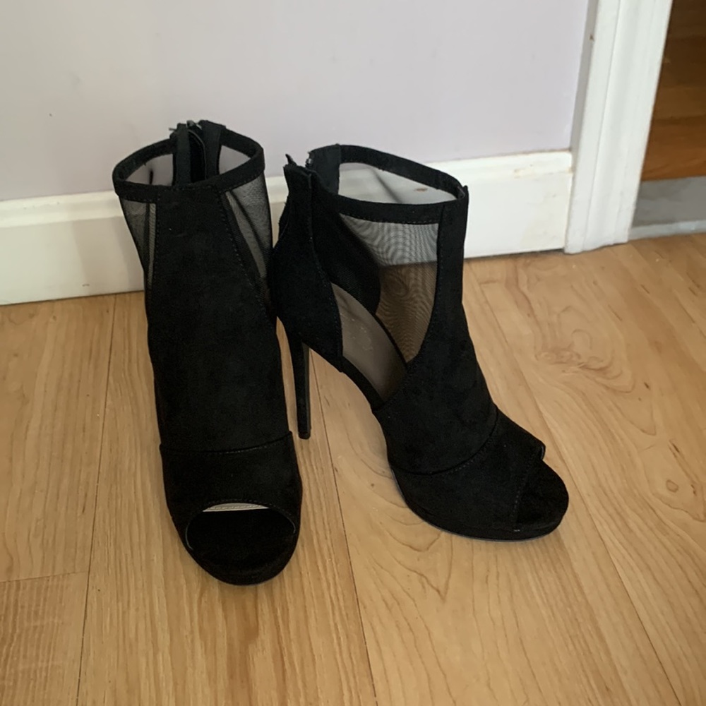 Brand New Suede and Mesh open toe booties - Picture 2 of 2